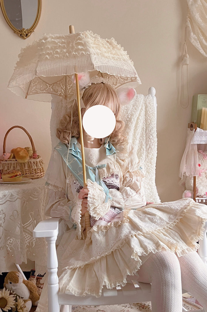 LongMao Lolita~Hollow Embroidered Lace Lolita Parasol Multicolors   