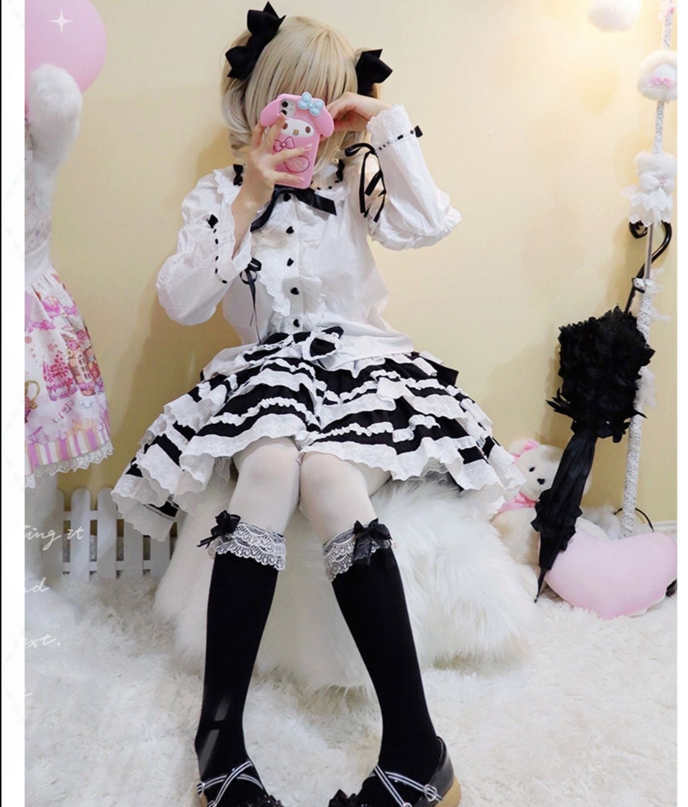 With PUJI~Summer Fresh Multicolors Tiered Lolita Skirt   
