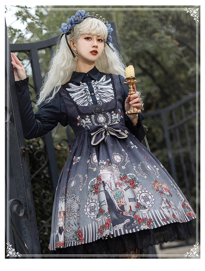 YingLuoFu~Black Fairytale~Gothic Twins Lolita JSK   