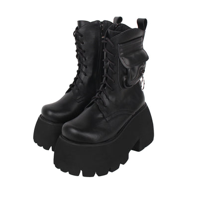 Angelic imprint~Gothic Lolita Black Leather Platform Shoes 34 black 10cm 