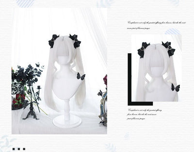Dalao Home~Lolita Long Ponytail Straight White Wig   