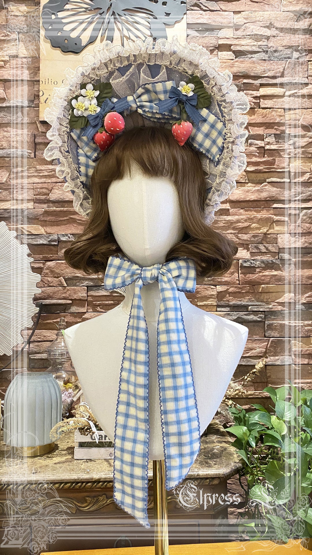 Elpress L~Country Lolita Strawberry BNT KC Choker Accessory denim blue BNT 