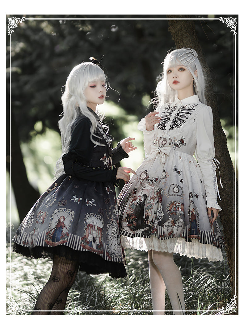 YingLuoFu~Black Fairytale~Gothic Twins Lolita JSK   