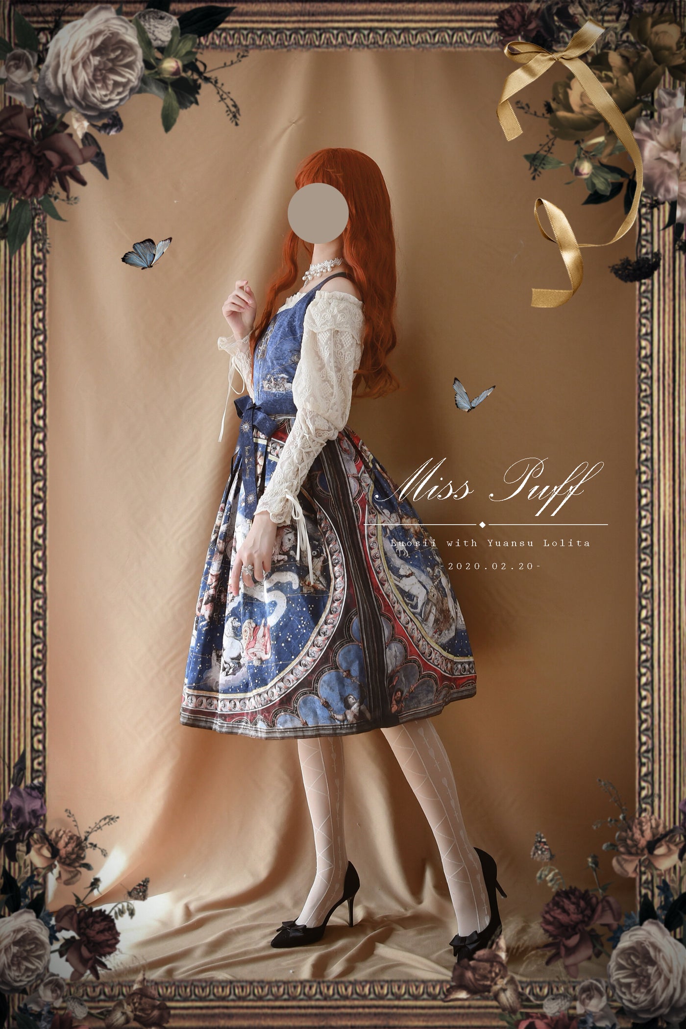 YuanSu~Miss Puff~Open-Shoulder Lace Lolita Blouse   