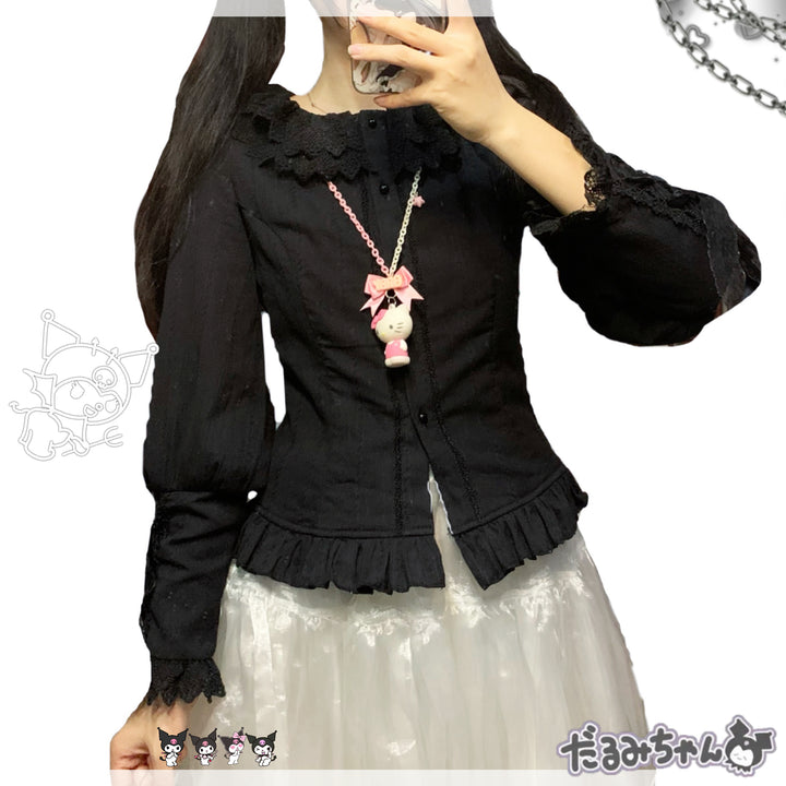 Sakurada Fawn~Plus Size Lolita Cotton Velvet Long Sleeve Blouse   