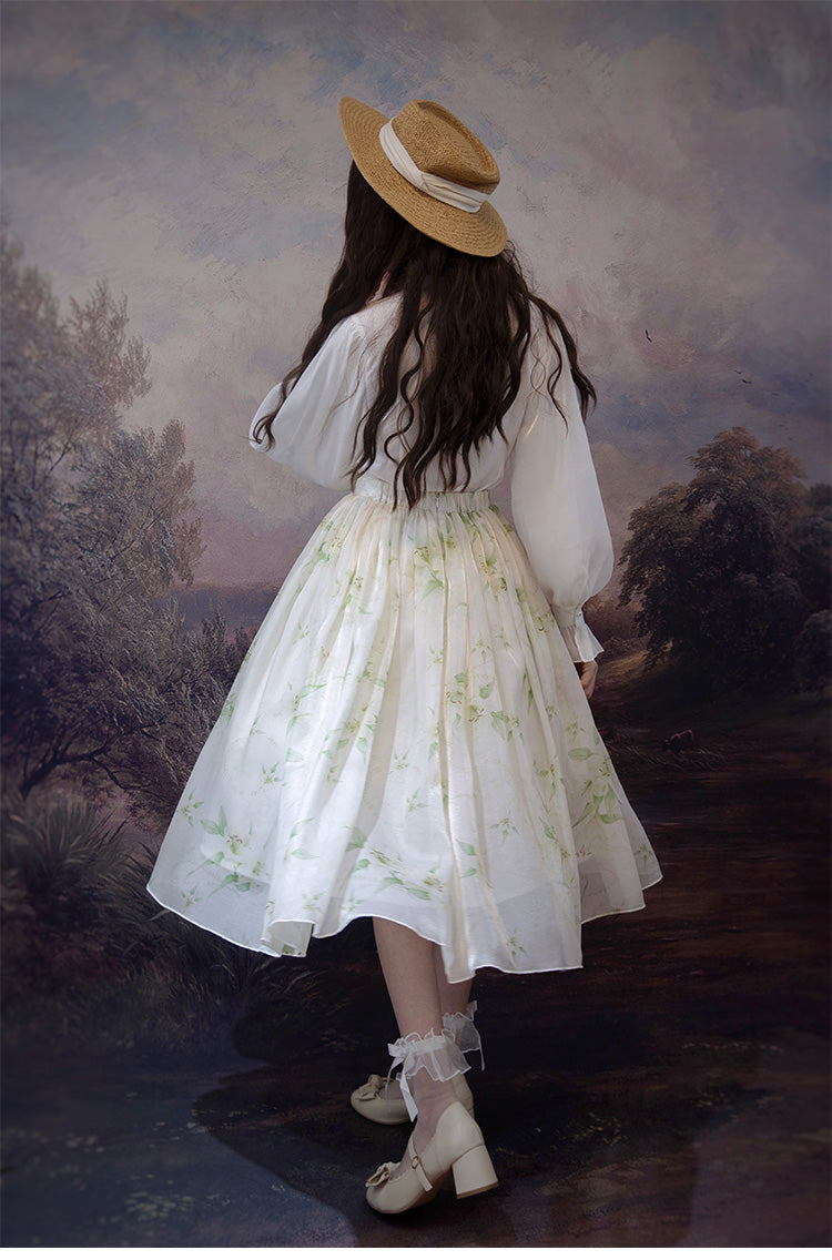 Beleganty~Elegant Lolita Chiffon Long Sleeve White Blouse   