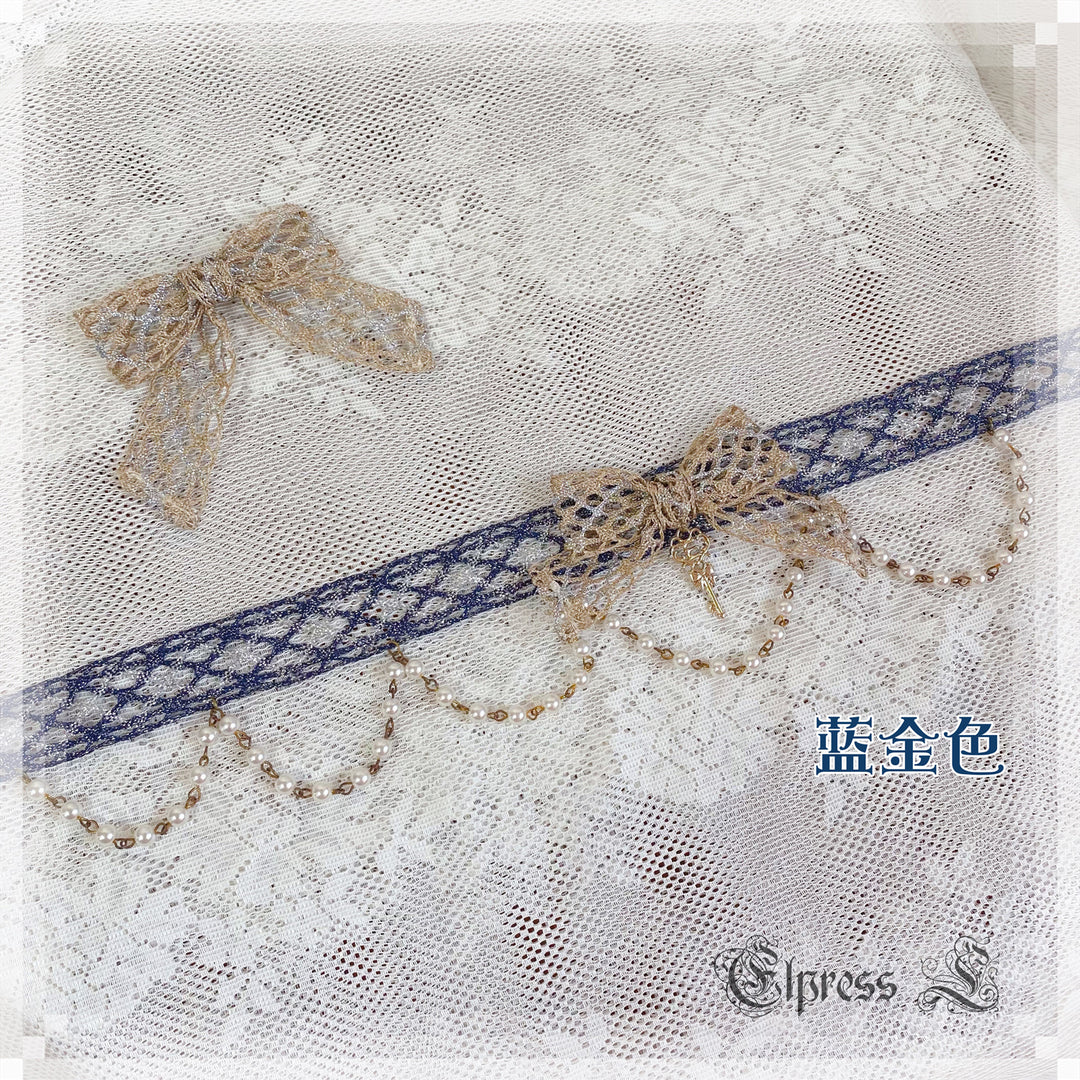 Elpress L~Yurisa Collaboration Blue Black Gold Luxuriant Lolita Accessory blue gold choker