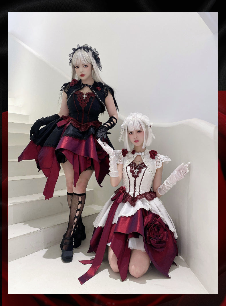(Buyforme)Bloodthirst Rose~Lolita 3D Rose Dress Gothic Irregular JSK   