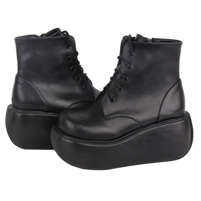 Angelic Imprint~Punk Lolita Round Toe Black Platform Shoes   