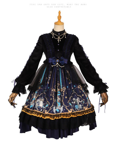 YingLuoFu God Redemption Darkness Gothic OP Dress S necklace+gloves+dress+apron veil 
