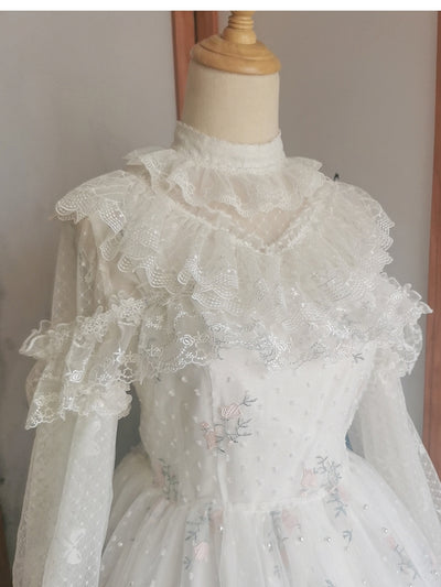 NanShengGe~Elegant Lolita Long Sleeve Blouse M white 