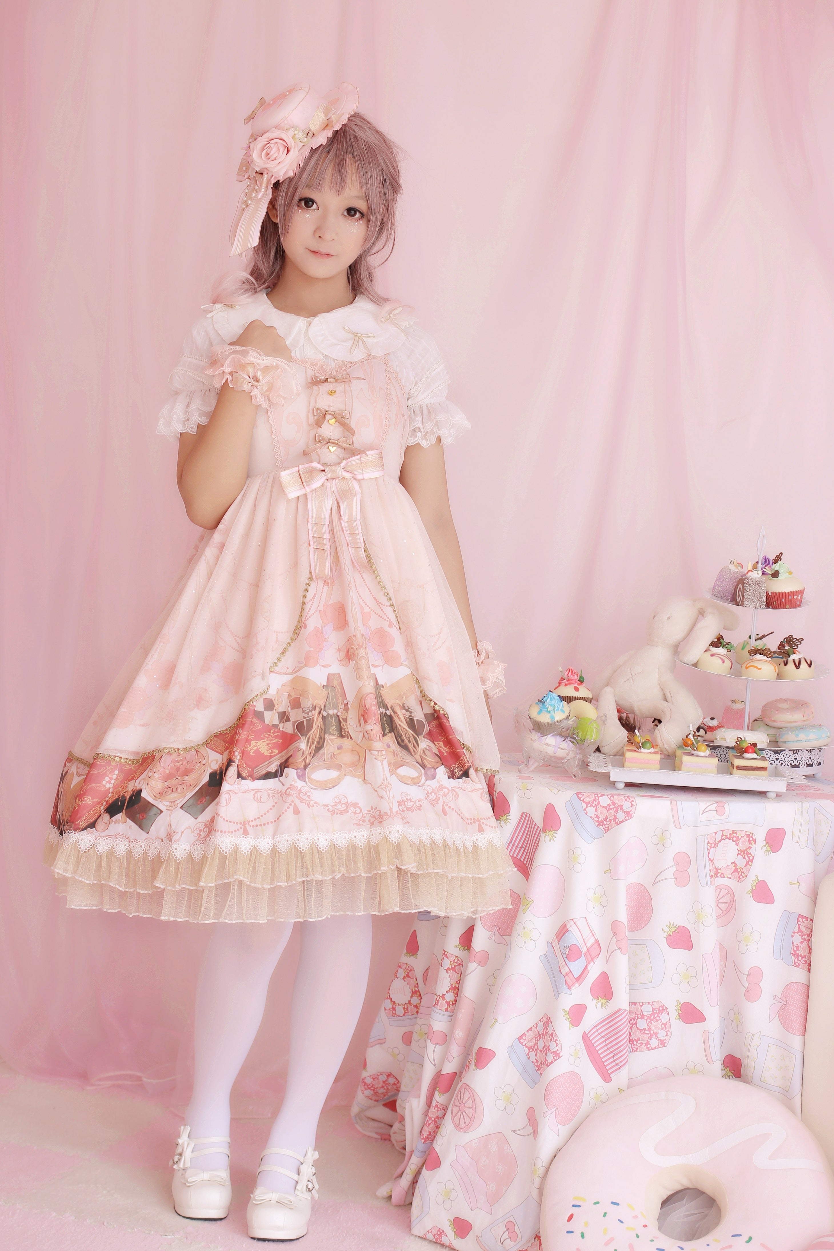 Strawberry Witch - Clock Encounter - Summer Lolita JSK Dress S pink