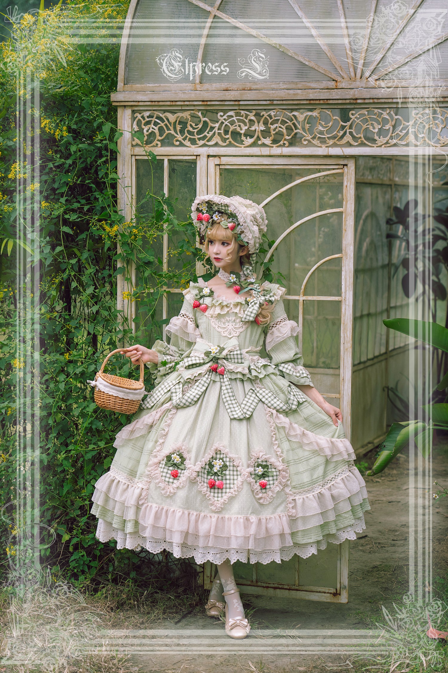 Elpress L - Peach Fragrance - Country Lolita Multicolors Strawberry Lolita OP Dress