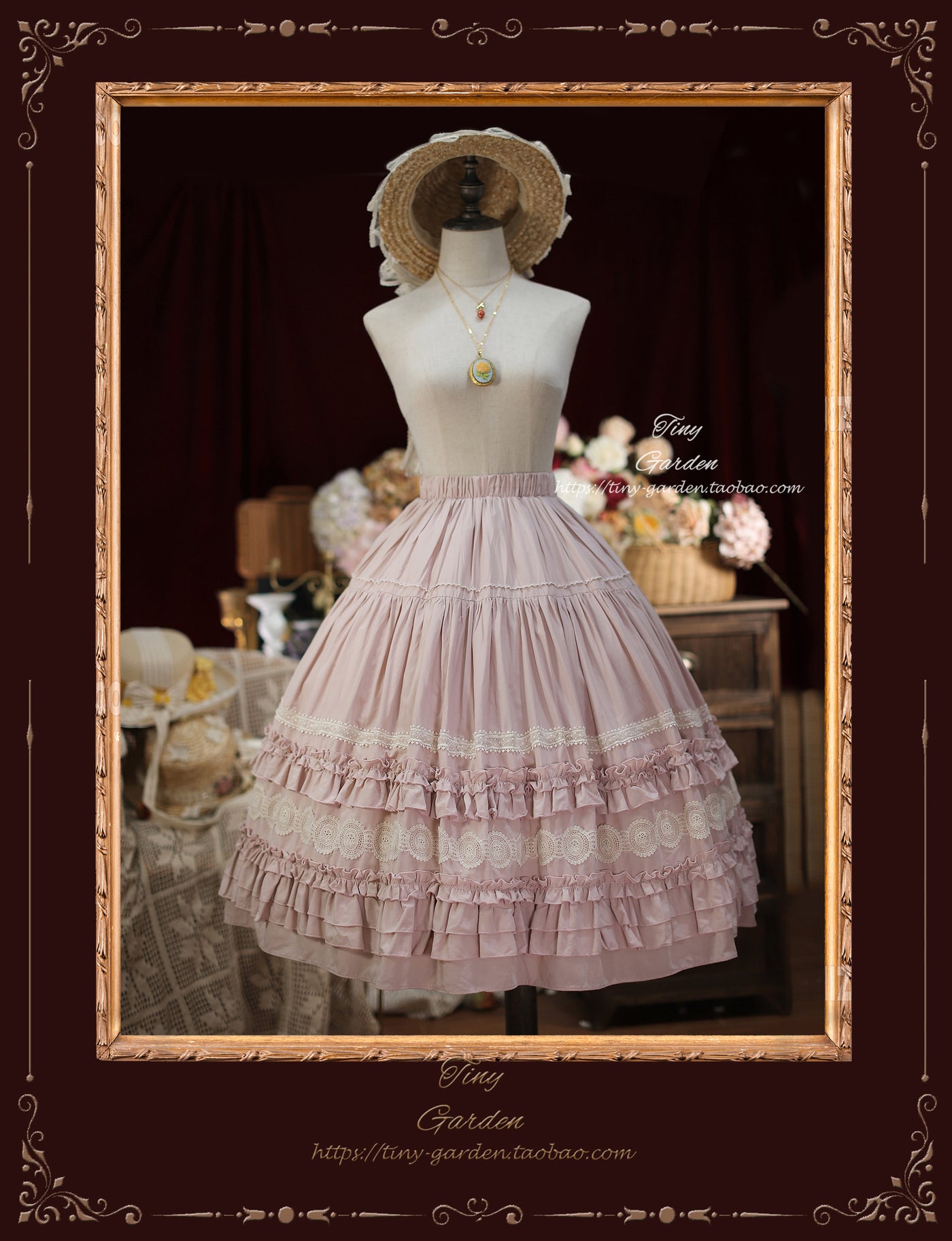Tiny Garden~ Dream Bouquet～Elegant Sweet Lolita Skirt S sakura pink 