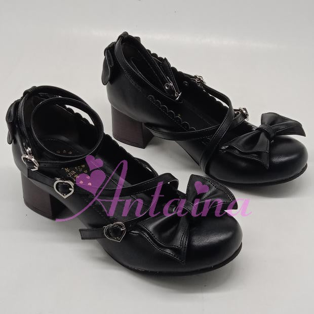 Antaina~Lolita Tea Party Heels Shoes Size 41-44 41 9988B matte black 4.5cm heel 