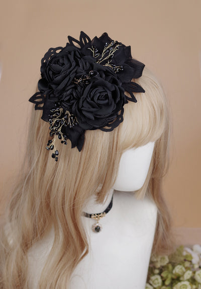 Rose of Sharon~Rose Poetry~ Bowknot Elegant Lolita Flower KC black  