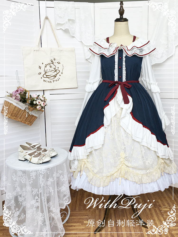 With Puji～Snow White - Lolita Flounce Hemline OP Dress