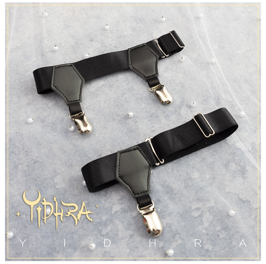 Yidhra - Lolita Tights Holdups Anti-slip Leg Clips One Size a pair of single head version (black)