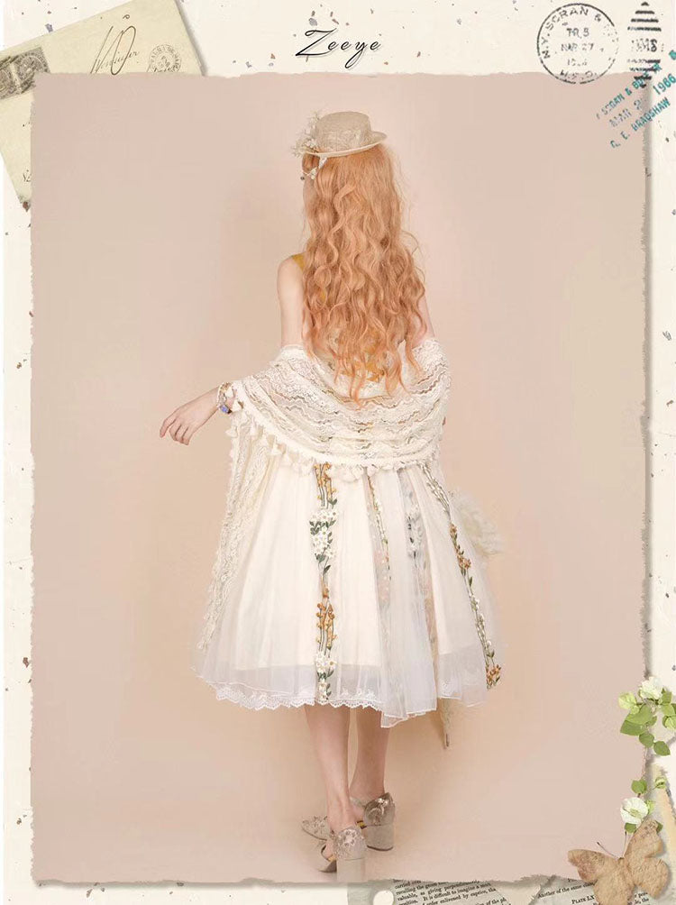 ZeeYe - Qi Lolita Accessory Lace Tassel Shawl