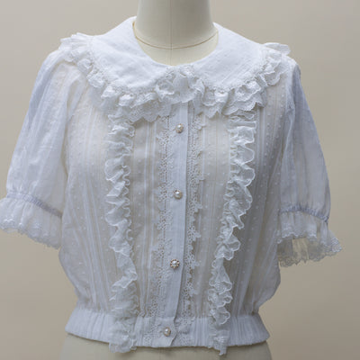 NanshengGe~Elegant Lolita Cotton Blouse white XL 