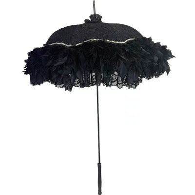 Multicolors Feather Lace Wedding Lolita Parasol wine red  