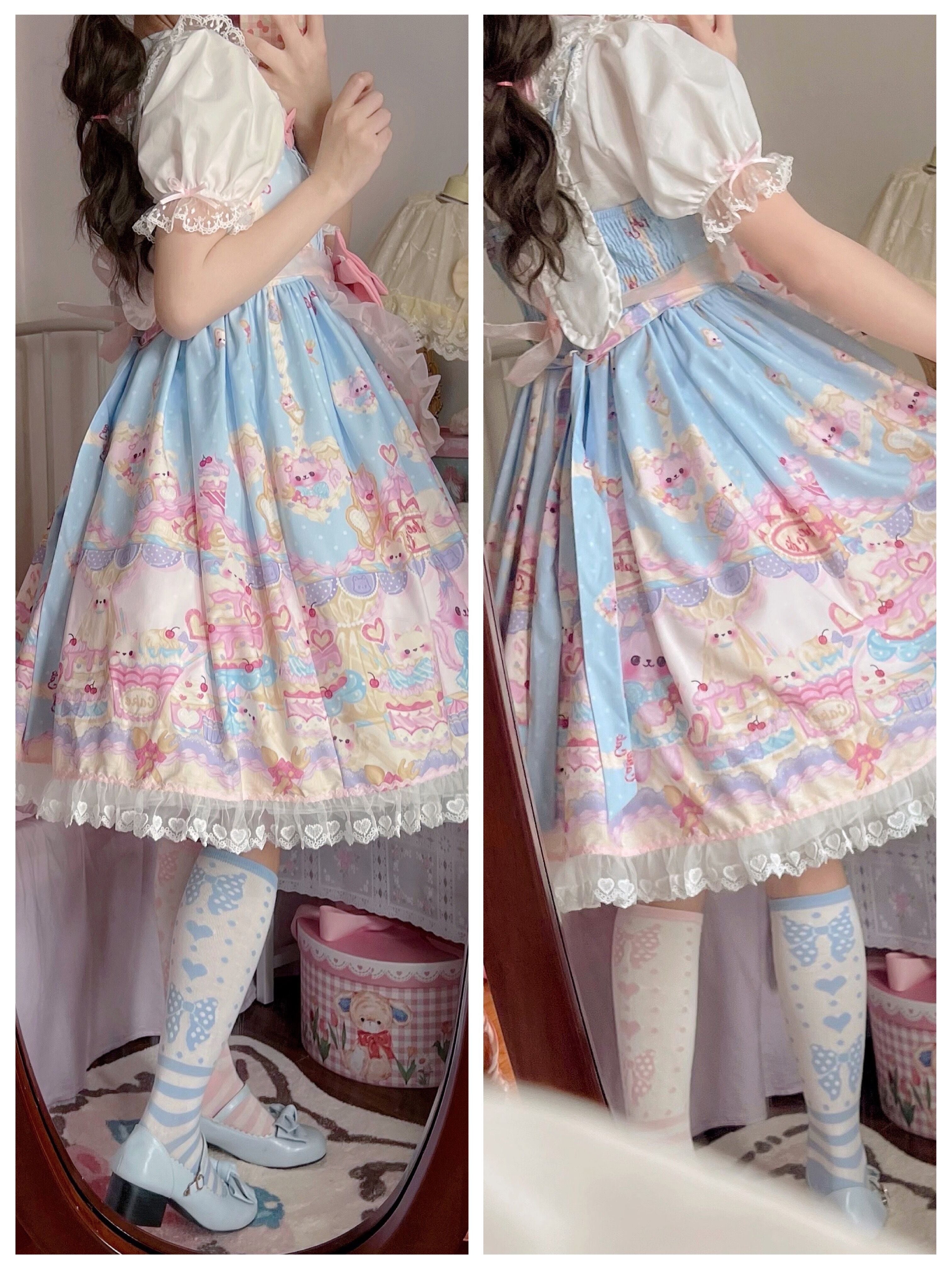 Sugar Girl - Kawaii Lolita Sweet JSK Dress, Cat Printed 11808:122512