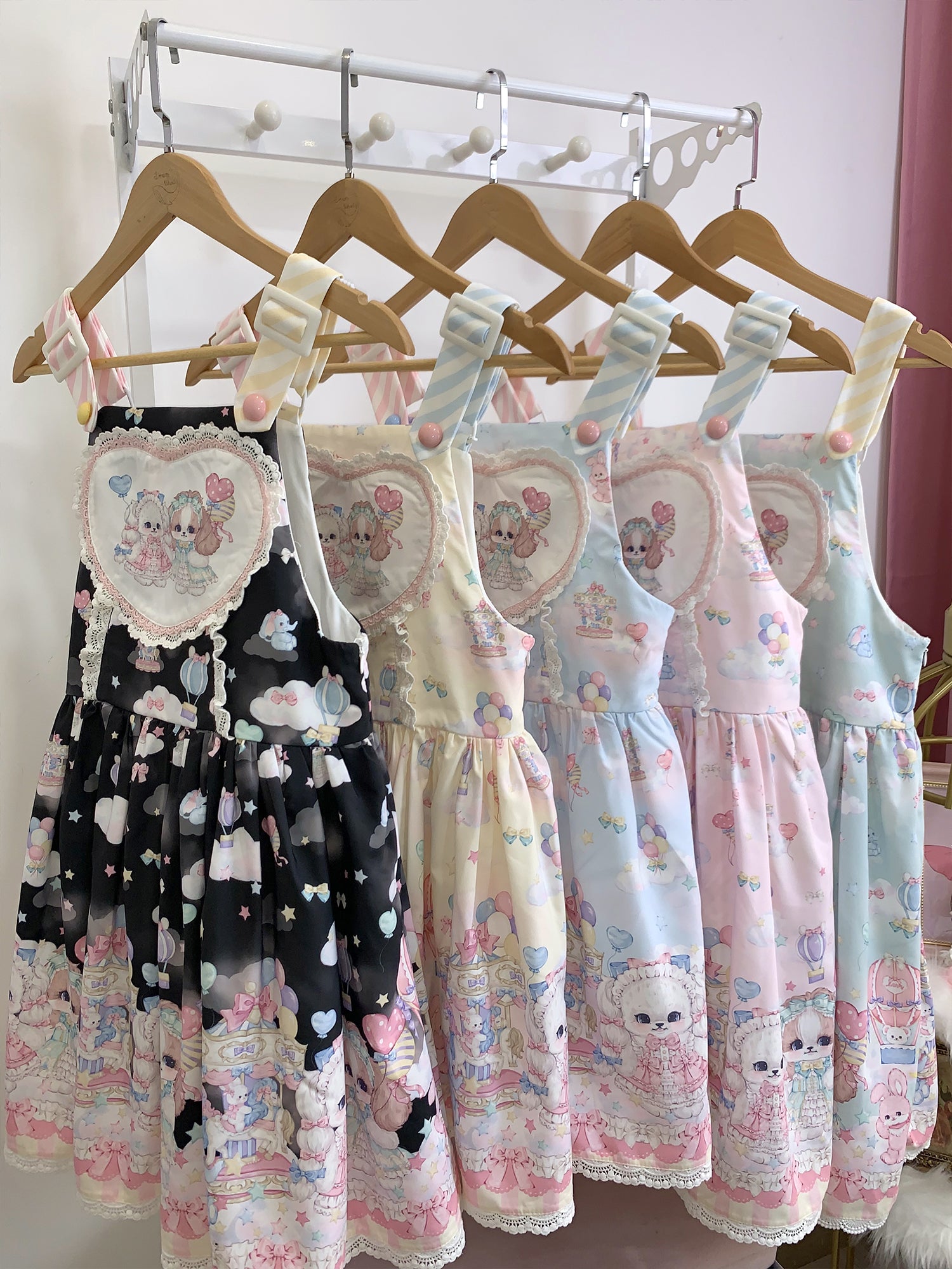 DreamWhale - Puppy Parks - Sweet Lolita Kawaii Puppy Lolita Salopette S pink