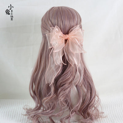 Xiaogui~Large Bowknot Elegant Lolita Headdress sweet pink fish mouth clip（8cm）  