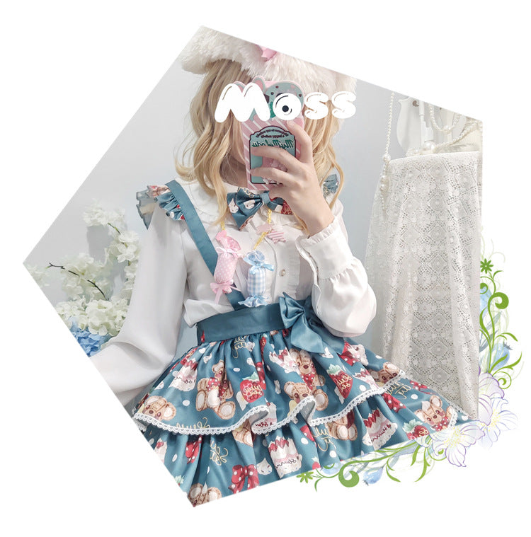 Eieyomi~Strawberry Cake Bear~Kawaii Lolita SK and Blouse   