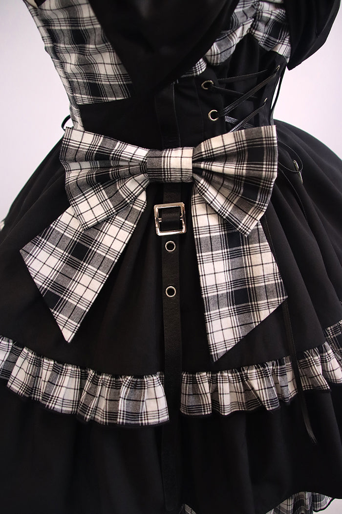 Alice Girl~Black Lolita Dress~Little Spicy Plaid JSK Dress   