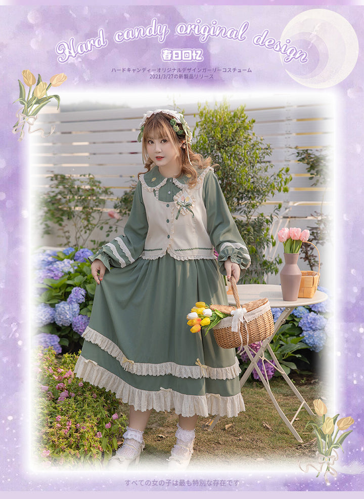 Yingtang~Sweet Lolita Suits Multicolor Lace Hemline   