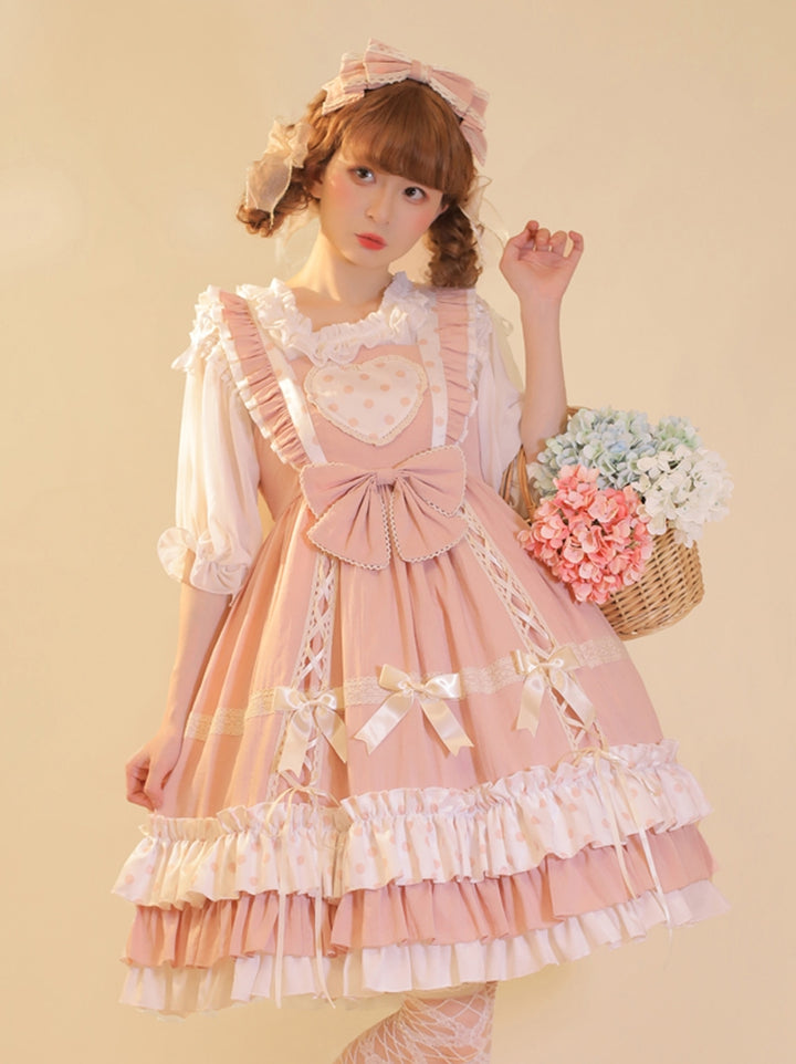 Eieyomi~Sweet Lolita Cotton Princess JSK Dress S pink JSK 