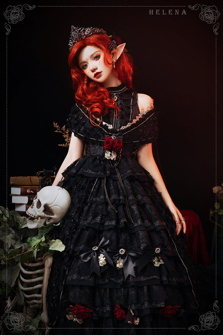 Youpairui - Helena - White and Black Lolita Tea Party JSK Suit