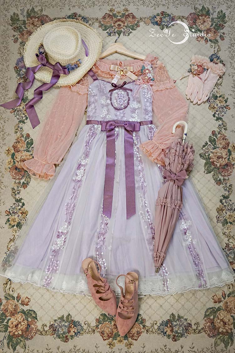 ZeeYe~Monica's Garden~Sweet Lolita Embroidery JSK Dress   