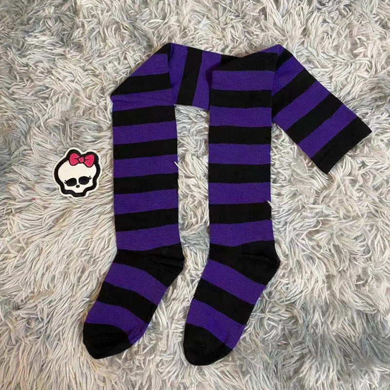 (Buyforme)Sanchuntao~Halloween Lolita Striped Stockings Multicolors purple wide stripes free size 