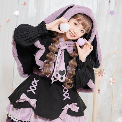 (Buy for me) With PUJI~Demon Rabbit~Sweet Purple Lolita Hood and JSK Set   