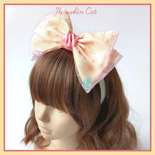 Pumpkin Cat - Candy Boxes - Kawaii Lolita Accessories yellow pink hair band