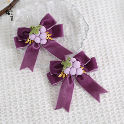 Xiaogui~Grapery Lolita Earring Necklace Lolita Accessory No.13 grape with leaf clips  