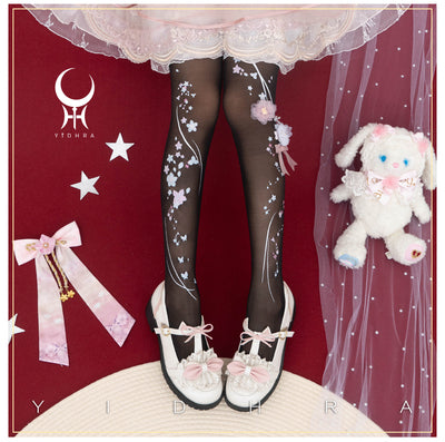 Yidhra - 3D Print Chinese Qi Lolita Pantyhose One Size black 20D upgraded version