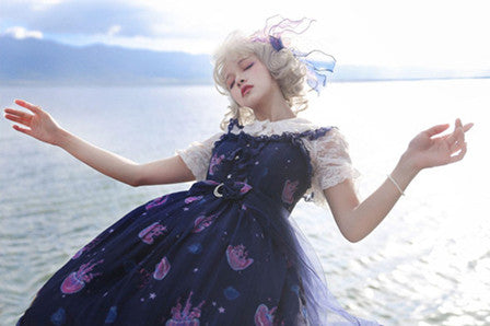 LilithEye - Jellyfish Meteor - Chiffon Fairy Jellyfish Printed Lolita JSK (L M S) 8518:92382