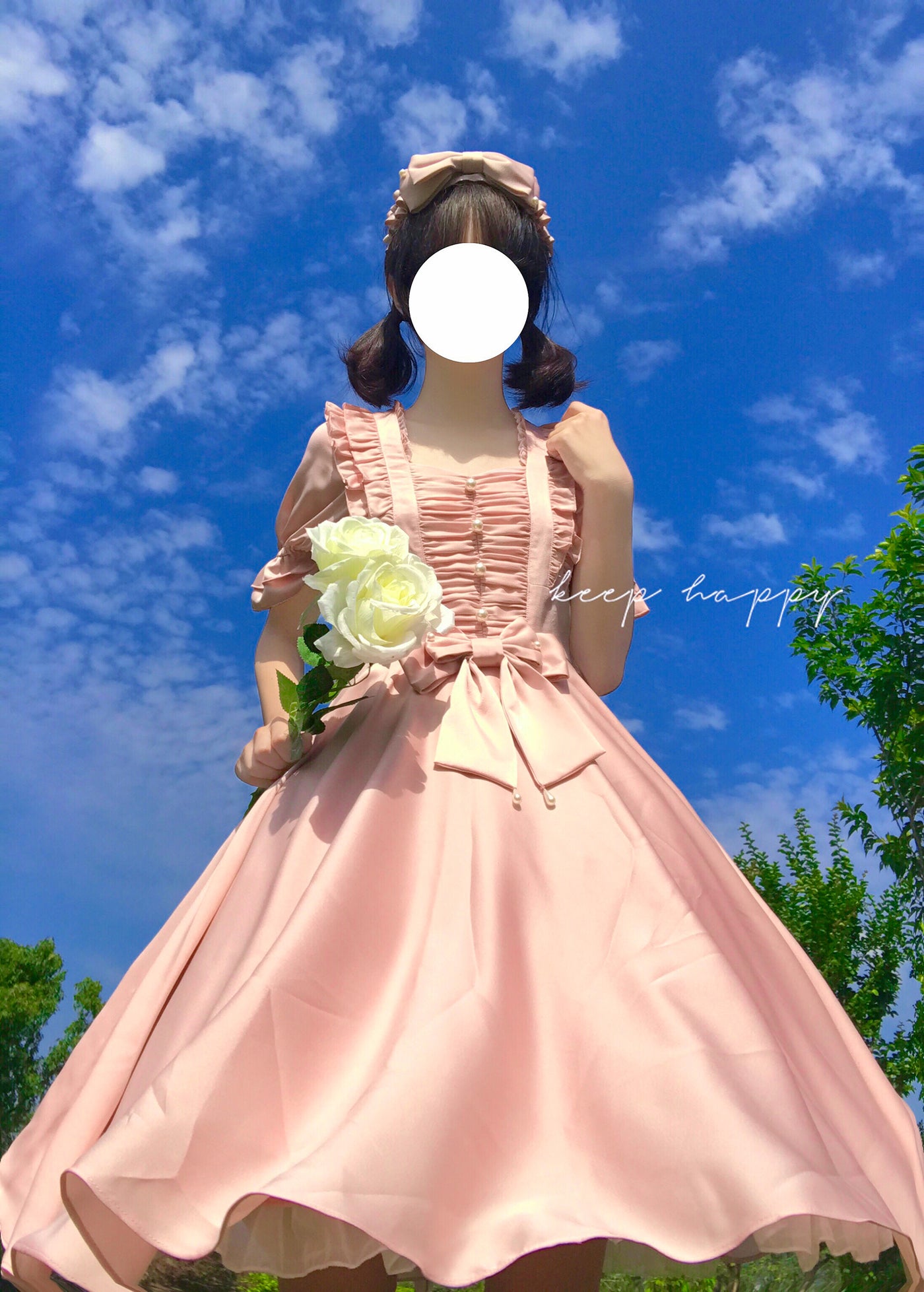 Little Dipper~My Darling~Satin Large Hemline Lolita OP Dress S pink high waist long version 