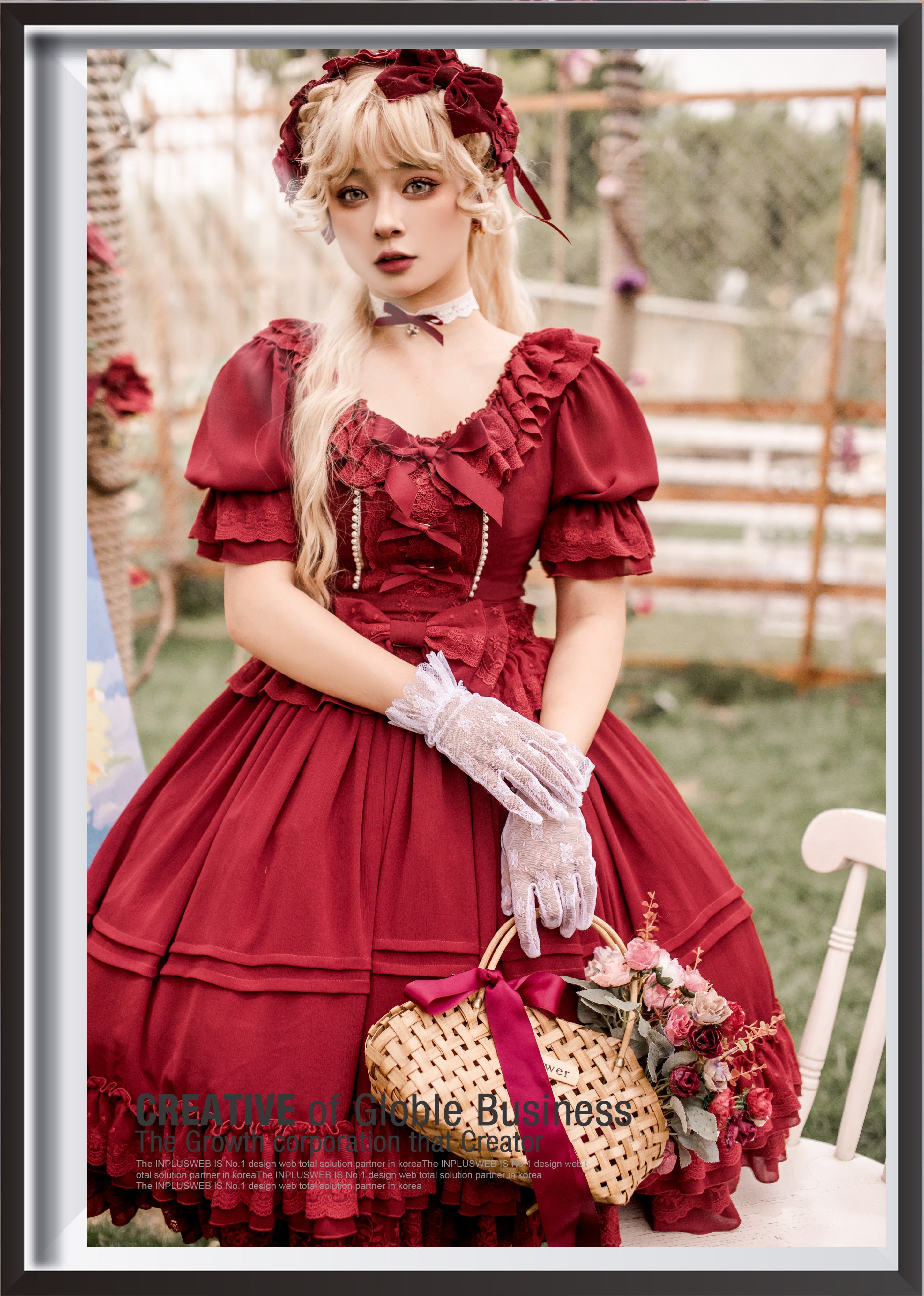 Dawn and Morning - The Dawn Song - Plus Size Lolita Elegant OP Dress S Wine Red