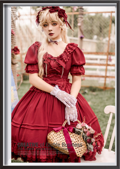 (BuyForMe) Dawn and Morning~The Dawn Song~Multicolors Plus Size Lolita OP Dress S wine red 
