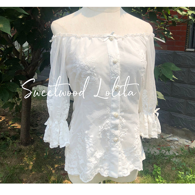 (Buy for me) Sweet Wood~Secret Garden In Midsummer~Lolita Inner Wear Blouse S white blouse 