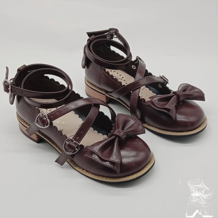 Antaina~Sweet Lolita Shoes Japanese Style Tea Party Lolita Shoes Size 42-45 matte coffee 42