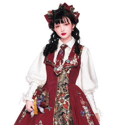 Youpairui~Qi Lolita Tea Party Red Jumper Dress S blouse 