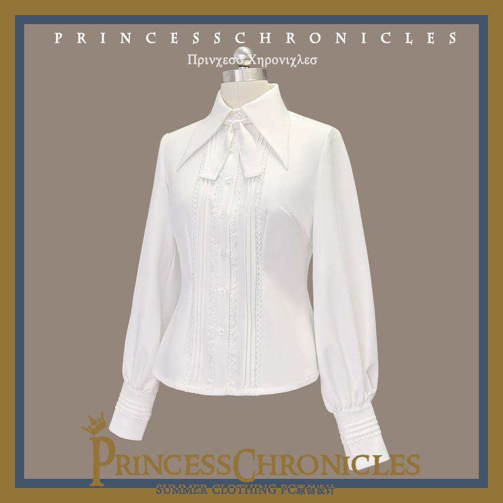 Princess Chronicles~Retro Elegant Ouji Lolita Blouse Multicolors L white shirt (female) 