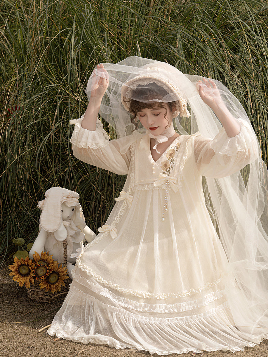 Letters from Unknown Star - Sunflower Diary - Spring Lolita Dress Long Sleeve OP dress S