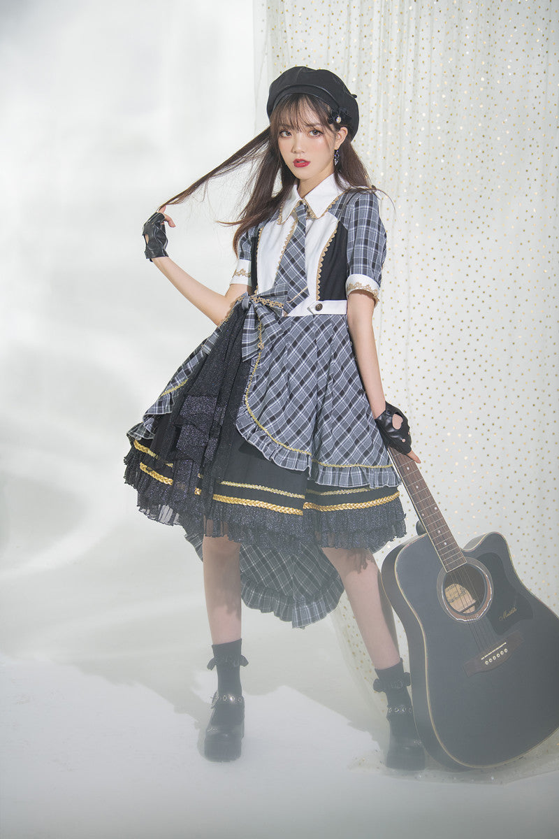YourHighness~Idol Project~Idol Lolita Fashion Plaid Suit OP   