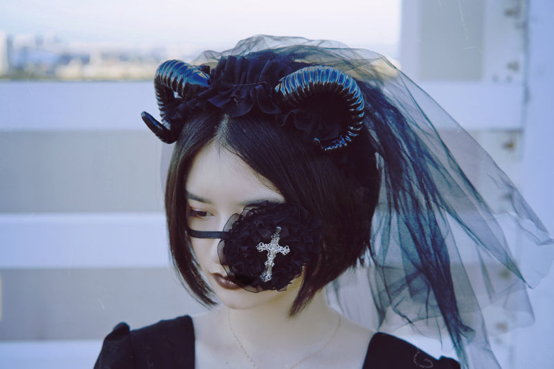 Strange Sugar~Gothic Lolita Lace Cross Eye Mask   